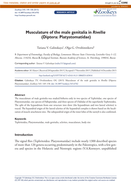 Diptera: Platystomatidae) 149 Doi: 10.3897/Zookeys.545.6702 RESEARCH ARTICLE