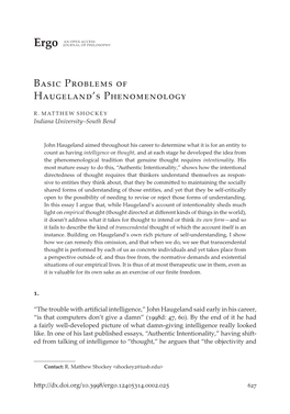 Basic Problems of Haugeland's Phenomenology • 629