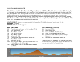 MOUNTAIN LAKE MAIN ROUTE Mountain Lake, Called the “Silver