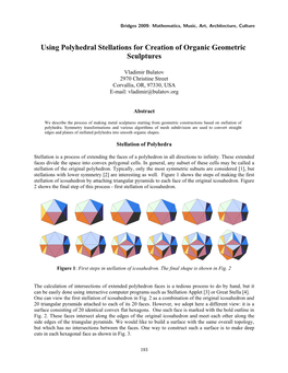 Using Polyhedral Stellations for Creation of Organic Geometric Sculptures