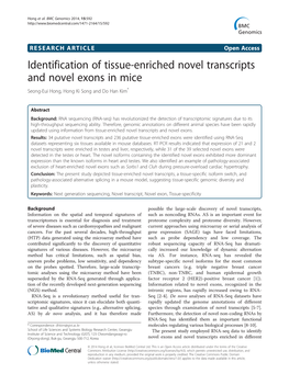 Identification of Tissue-Enriched Novel Transcripts and Novel Exons in Mice Seong-Eui Hong, Hong Ki Song and Do Han Kim*
