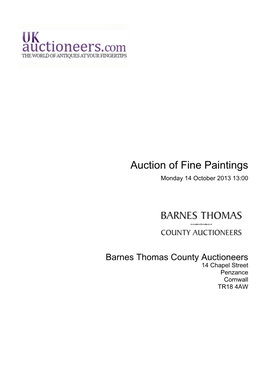Auction of Fine Paintings Monday 14 October 2013 13:00