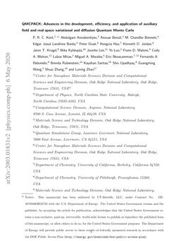 Arxiv:2003.01831V2 [Physics.Comp-Ph] 6 May 2020 USA 9)Materials Science and Technology Division, Oak Ridge National Laboratory