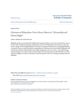 Librarians As Wikipedians: from Library History to “Librarianship and Human Rights”