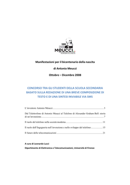 Manifestazioni Per Il Bicentenario Della Nascita Di Antonio Meucci