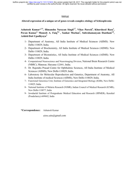 TITLE Altered Expression of a Unique Set of Genes Reveals Complex Etiology of Schizophrenia