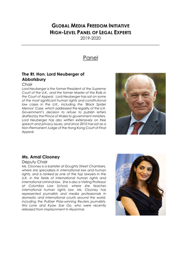 Global Media Freedom Initiative High-Level Panel of Legal Experts 2019-2020