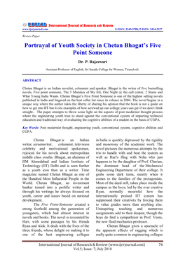 Portrayal of Youth Society in Chetan Bhagat's Five Point Someone