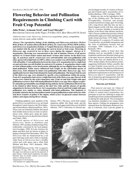 Flowering Behavior and Pollination Requirements in Climbing Cacti