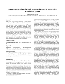 Metareferentiality Through In-Game Images in Immersive Simulation Games