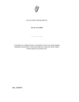 (Conservation of Wild Birds (Middle Shannon Callows Special Protection Area 004096)) Regulations 2012