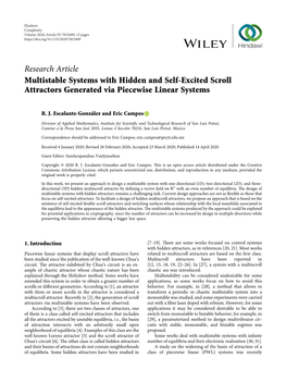 Research Article Multistable Systems with Hidden and Self-Excited Scroll Attractors Generated Via Piecewise Linear Systems