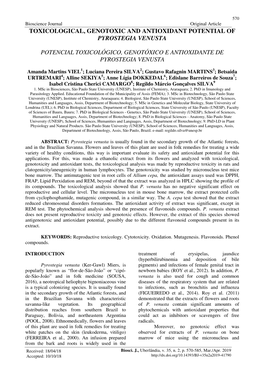 Toxicological, Genotoxic and Antioxidant Potential of Pyrostegia Venusta