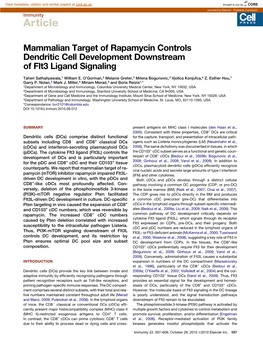 Mammalian Target of Rapamycin Controls Dendritic Cell Development Downstream of Flt3 Ligand Signaling