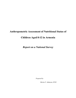 Anthropometric Assessment of Nutritional Status of Children Aged 8-12 in Armenia Appendix