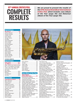 We Are Proud to Present the Results of the 67Th Annual Downbeat