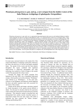 Molluscan Research: Wunderpus Photogenicus N. Gen. And