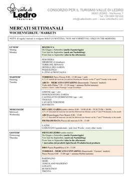 Mercati Settimanali Wochenmärkte / Markets