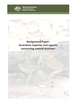 Australian Inquiries and Reports Concerning Natural Disasters