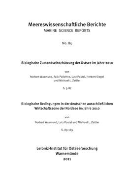(1) Biologische Zustandseinschätzung Der Ostsee Im Jahre 2010 | (2