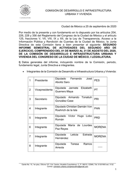 Comisión De Desarrollo E Infraestructura Urbana Y Vivienda