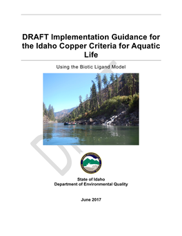 DRAFT Implementation Guidance for the Idaho Copper Criteria for Aquatic Life