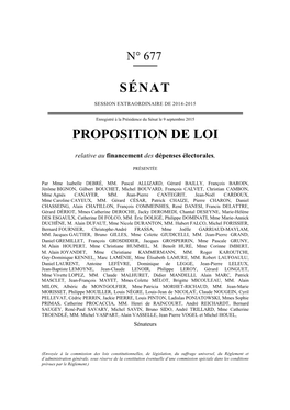 Sénat Proposition De