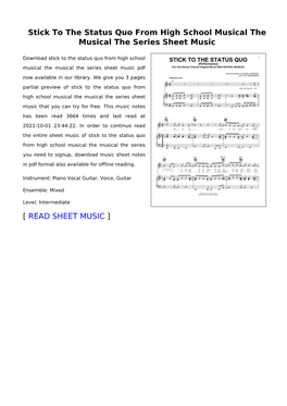 Sheet Music of Stick to the Status Quo from High School Musical The