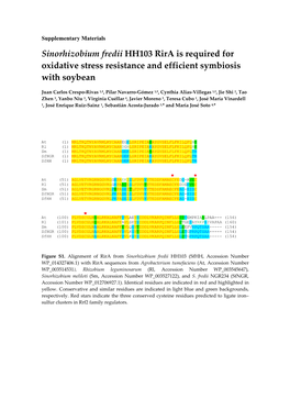 Sinorhizobium Fredii HH103 Rira Is Required for Oxidative Stress Resistance and Efficient Symbiosis with Soybean