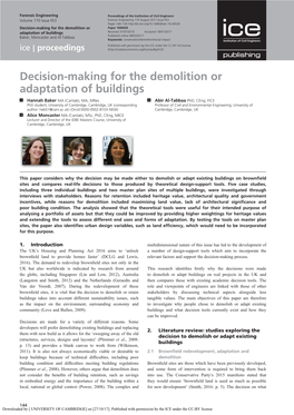 Decision-Making for the Demolition Or Adaptation of Buildings