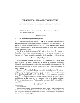 The Geometric Bogomolov Conjecture