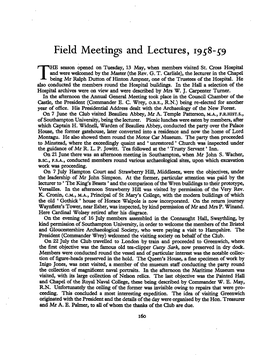 Field Meetings and Lectures, 19^8-^9