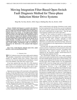 Moving Integration Filter-Based Open-Switch Fault Diagnosis Method for Three-Phase Induction Motor Drive Systems