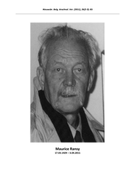 Maurice Ransy 17.03.1929 – 3.04.2011
