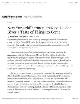 New York Philharmonic's Next Leader Gives a Taste