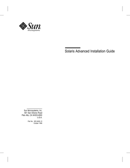 Solaris Advanced Installation Guide