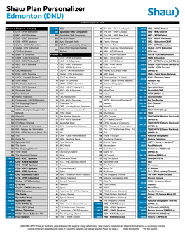 Shaw Plan Personalizer Edmonton (DNU) Effective August 26, 2014