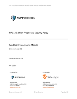 Syncdog Cryptographic Module FIPS 140 Security Policy V1-2