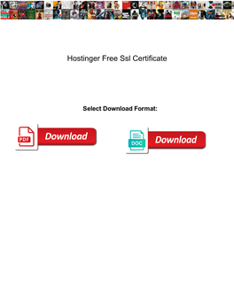 Hostinger Free Ssl Certificate