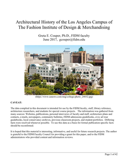 Architectural History of the Los Angeles Campus of the Fashion Institute of Design & Merchandising