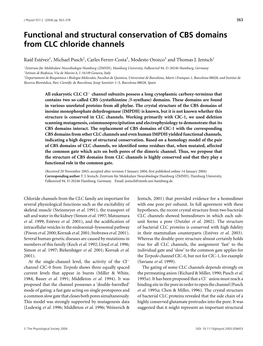 Functional and Structural Conservation of CBS Domains from CLC Chloride Channels