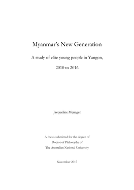 Myanmar's New Generation