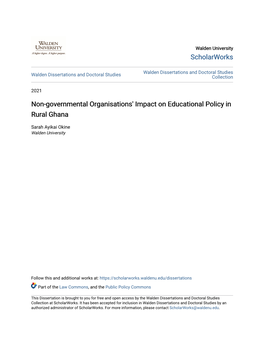 Non-Governmental Organisations' Impact on Educational Policy in Rural Ghana