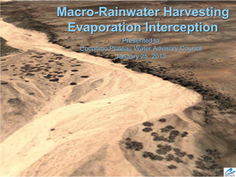 Macro-Rainwater Harvesting Evaporation Interception 01/25/2013