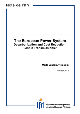 The European Power System Note De L'ifri