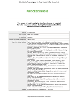 The Value of Biodiversity for the Functioning of Tropical Forests: Insurance Effects During the First Decade of the Sabah Biodiversity Experiment