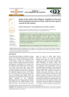 Diptera: Asilidae) in East and West Azerbaijan Provinces of Iran, with Two New Species Records for the Country