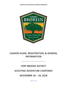 Leaders Guide, Registration, & General