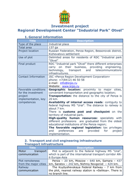 Presentation of Investment Projects of the Penza Region