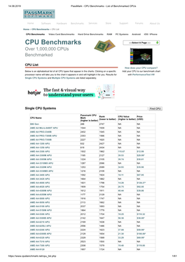 CPU Benchmarks - List of Benchmarked Cpus